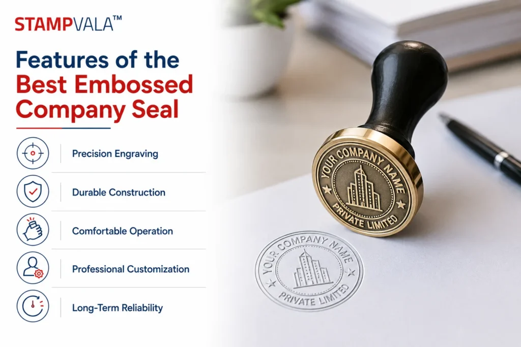 Embossed Company Seal Online featuring a premium customized embossing seal with precision engraving, durable construction, comfortable operation, professional customization, and long term reliability for official business documents.